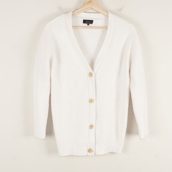 Quince Sweaters - Quince 100% Mongolian Cashmere Boyfriend Cardigan Ivory Cream Sweater Sz S